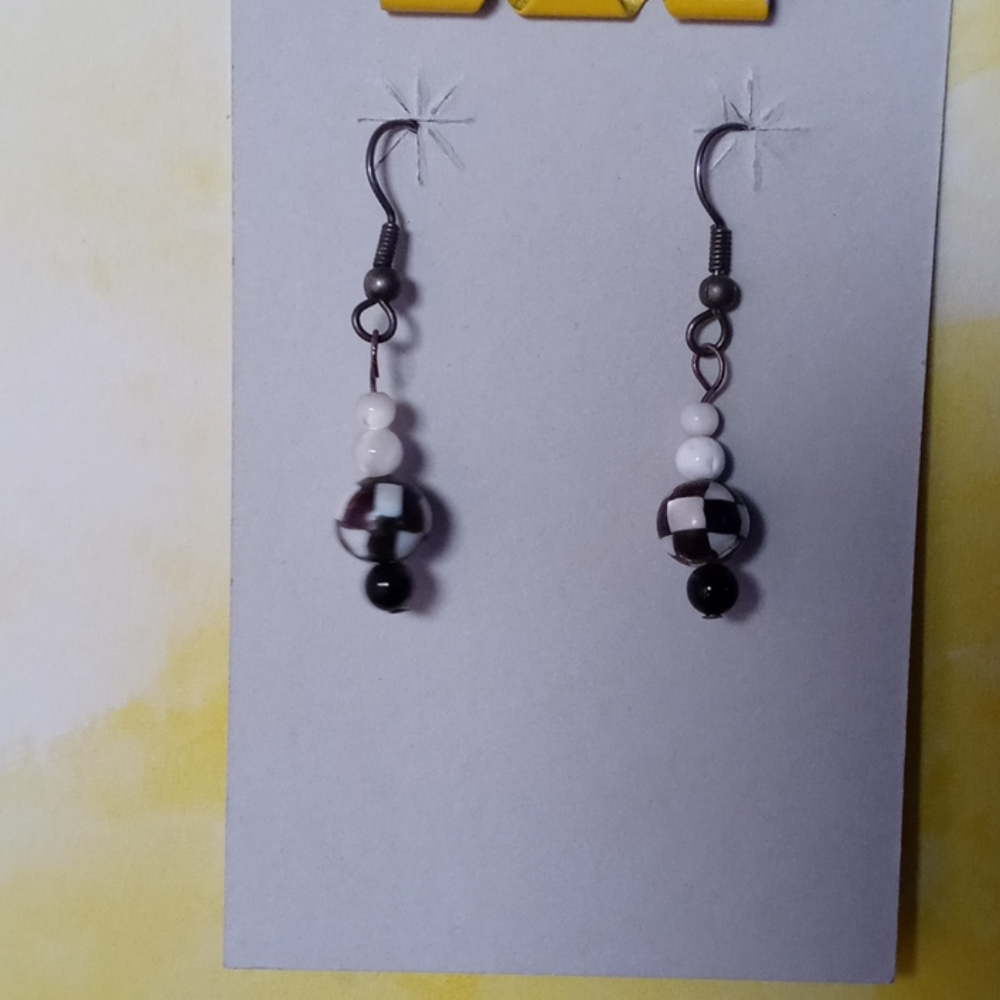 HAND CRAFTED Mod bead 3/4" drop pierced earrings